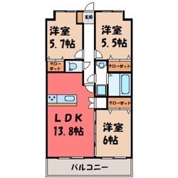 宇都宮駅 バス18分  作新学院前下車：停歩9分 2階の物件間取画像